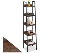 ECHELLE ETAGERE - TECTAKE - Étagère FOLKESTONE en Bois et Acier avec 4 compartiments ouverts avec étagère réglable - Bois Foncé