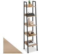 TECTAKE Étagère FOLKESTONE en Bois et Acier avec 4 compartiments ouverts avec étagère réglable Bois Clair Industriel, Chêne Sonoma