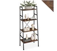 ECHELLE ETAGERE - TECTAKE - Étagère Style industriel LIVERPOOL en Bois et Acier avec 4 niveaux - Bois Foncé