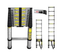 Échelle Extensible Jusqu'À 3,8m Aluminium Télescopique 13 Niveaux Pliante Neuf