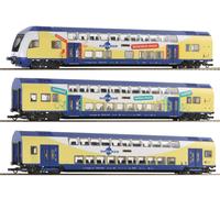 Roco 6220105 Lot de 3 wagons à deux étages H0 le métronome 2nde classe DBpza, 2nde classe DBdpza, vo