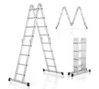 Échelle multifonction en aluminium, Capacité de poids jusqu'à 150 kg, argent