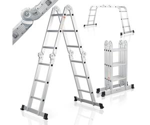 Échelle multifonction en aluminium, Capacité de poids jusqu'à 150 kg, argent