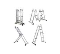 Echelle Multifonction Pliable 4x3 marches 6 en 1 - 3.5m - 100% aluminium - Avec plateforme échafaudage