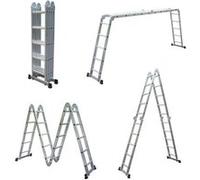 Echelle Multifonction Pliable 4x5 marches 6 en 1 - 5.7m - 100% aluminium - Avec plateforme échafaudage