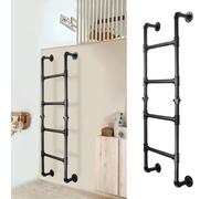 Échelle Murale à 4 marches pour Lits superposés, puits de fenêtre de sous-Sol et greniers, échelle de Sortie en métal Noir, capacité de Charge de 150kg, 125cm, idéale pour Grenier dortoir terrasse RV