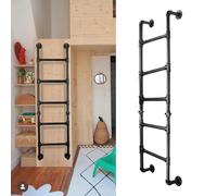 Échelle Murale à 5 marches pour Lits superposés, puits de fenêtre de sous-Sol et greniers, échelle de Sortie en métal Noir, capacité de Charge de 150kg, 165cm, idéale pour Grenier dortoir terrasse RV