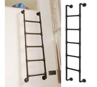 Échelle murale en métal pour économiser de l'espace - Escalier double face pour grenier et lits mezzanines supportant 150 kg - Noir - Parfait pour les dortoirs et les petits espaces