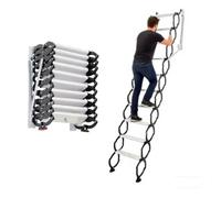 Échelle Murale Robuste, escamotable, Pliable, pour Grenier, intérieur et extérieur, Grande échelle télescopique en Acier, capacité de Charge 300 kg(Black,9 Steps 230CM)