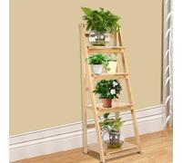 Échelle Pliable à 4 Niveaux, Excellente étagère en Bois, Organisation Efficace avec Style Pastoral, Surfaces de Lissage pour les Livres de Fleurs Plantes, étagère d'angle, échelle Pliable (Couleur