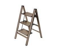 Échelle pliable d'intérieur multifonctionnelle en alliage d'aluminium épais à trois marches portable - Petit tabouret marchepied (doré, moyen)