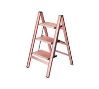 Échelle pliable d'intérieur multifonctionnelle en alliage d'aluminium épais - Échelle pliante à trois marches portable - Petit tabouret marchepied (rose, moyen)