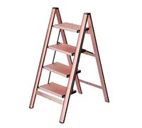 Échelle pliable en aluminium à 4 marches larges - Design télescopique robuste - Léger et peu encombrant - Pour un usage domestique