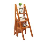 Échelle pliable et chaise en bois de pin, couleur miel, 4 marches, capacité de charge de 100 kg, autoportant
