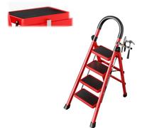 Échelle Pliante 3-4-5 marches, avec marches Plateformes, Rampe et Plateau à Outils, escabeau Robuste en Acier, idéal for la Cuisine et la Maison.(4 Step)