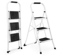 Échelle pliante à 3 marches avec main courante et plateforme de pied, marchepied de sécurité avec pédales antidérapantes, charge de 150 kg, légère et peu encombrante, pliable à 5 cm, pour cuisine