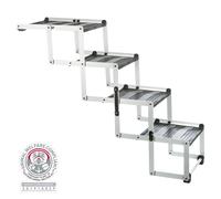 Échelle pliante à 4 niveaux, Aluminium/TPR Largeur : 37 cm/Hauteur : jusqu'à 70 cm/Profondeur : jusqu'à 160 cm