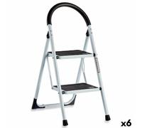 Échelle pliante Blanc Noir Gris Métal 38 x 50 x 84 cm (6 pièces)
