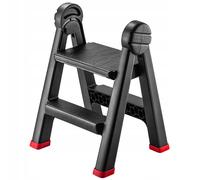 KADAX Escabeau pliant pour atelier, 47 x 44 x 63 cm, en plastique, avec 2 marches, charge maximale 150 kg, marchepied de bureau (2 marches/noir) K6433