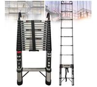 Echelle pliante en acier inoxydable DAYPLUS 16.5ft-5m Échelle télescopique droite avec Crochets