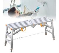 Échelle pliante en acier réglable en hauteur - Plateforme de travail portable robuste et échafaudage pour le nettoyage, le lavage de voiture, la construction et l'utilisation domestique