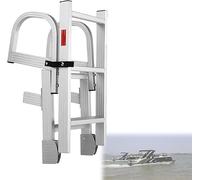 Échelle Pliante en Aluminium À 5 Marches pour Ponton - Avant Amovible avec Antidérapantes pour Bateaux, Lacs, Terrasses, Jetées Et Plates-Formes De Baignade