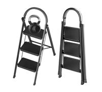 Échelle pliante - FLASIDU - Modèle 9038 - Fer - Charge maximale 150kg - Pédale extra-large