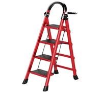 Échelle Pliante multifonctionnelle en Alliage d'aluminium pour Jardinage, avec marches Larges et accoudoirs, capacité de Charge de 150 kg.(Rosso 4 Step)