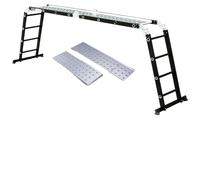 Échelle pliante robuste de 4,7 m en aluminium, multifonction, 14 1, marches x, noire, avec 2 plateformes travail Échafaudage Pliant Portatif