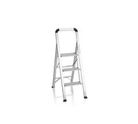 hjh OFFICE 801104 Escabeau Pliable avec 3 marches Solid V en Aluminium avec Barre de sécurité Charge Max. 150 kg