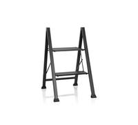 hjh OFFICE 801204 Escabeau Pliable 2 marches Solid W5 Acier Escabeau, Charge Max. 150 kg, marchepied Pliable, Noir