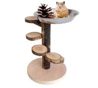 Échelle pour hamster - Échelle en bois - Jouet pour hamsters, chinchillas, hamsters nains, jouets d'escalade et d'alimentation avec bol en acier inoxydable pour petits animaux