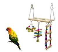 Échelle pour Perroquet, Grimpe et Balançoire, Bois | Jeu Suspendu pour Oiseau à Plumage, Pont Chaîne, Format Cage, Lot Complet