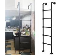 Échelle réglable en métal noir - 1,2 m à 2,4 m de hauteur, capacité de 150 kg, parfaite pour un usage domestique, grenier, sous-sol, grenier et secours d'urgence.