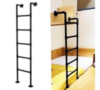 Échelle réglable en métal noir pour lit superposé - 3/4/5 marches pour camping-car, maison, dortoir, appartements - Robuste de 100 à 300 cm de hauteur, idéale pour un accès facile