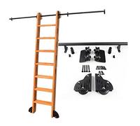 Échelle roulante de bibliothèque, kit de rails coulissants robustes | Échelles roulantes pour bibliothèque, entrepôt, bar, tube rond en acier au carbone (échelle non incluse) (Dimensions : 6