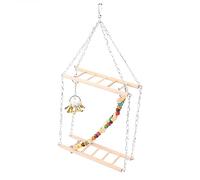 Échelle Suspendue pour Animaux de Compagnie, Pont, balançoire, Double Couche en Bois, Jouet pour Cage à Perroquet, Convient aux Hamsters et perroquets.