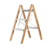 échelle Tabouret échelle Pliable en Aluminium à 3 marches avec pédale antidérapante- Tabouret Portable Multi-usages for la Maison, la Cuisine et Le Bureau escamotable(Brown)