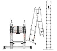 Échelle Télescopique 2,5+2,5 m Pliante en Aluminium Double Extension 5m Antidérapante Capacité 150kg