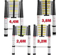Échelle télescopique 2,6 M/3,2 M/3,8 M/4,4 m, en aluminium, pliable, multifonction, antidérapante, extensible, échelle à échelons, portable, échelle coulissante légère, capacité 150 kg