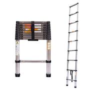 Échelle télescopique 2,6 m - Échelle pliante antidérapante - En acier inoxydable de qualité supérieure - Échelle extensible multifonction - Charge maximale : 150 kg