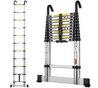 Echelle Telescopique 3,19m en Aluminium Échelle Télescopique, avec Barre Stabilisatrice et Crochets Amovibles, Escabeau Telescopique Portable Convient aux réparations à Domicile, Charge 150 KG