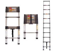 Échelle télescopique 3,2 m - Échelle pliante antidérapante - En acier inoxydable de qualité supérieure - Échelle extensible multifonction - Charge maximale : 150 kg