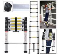 Échelle Télescopique 3,2M en Alu, Escabeau 11 marches Télescopique Portable et Solide, EN131 Echelle De Toit, Différentes Hauteurs Disponibles, Charge 150 kg, Argent
