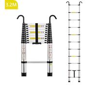 Échelle Télescopique 3,2M en Aluminium Bricolage Pliable, Accoudoir Amovible,Charge maximale 150 kg