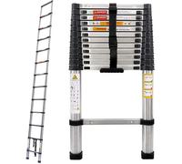 Échelle Télescopique 3,8M-12,5FT en Acier inoxydable avec 13 Marches Échelle Pliante Portative Échelle Escamotable