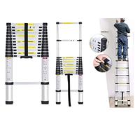Échelle télescopique 3,8m Echelle Pliante Aluminium 13 marches Échelle avec Le mécanisme de rétraction, Charge Maximale 150kg, Sûre et Solide, Extensible Ladder
