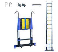 Echelle telescopique 3,8m TELESCOVA12+, Aluminium, Pliable, Extensible, Multi-Fonction, Hauteur de Travail Max 4,7m, Crochets Amovibles, Garantie 5ans