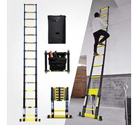 Echelle télescopique 4m40 Woerther Grafitek Plus Housse et Sac à Outils avec Barre stabilisatrice - Garantie 5 Ans - Qualité supérieure