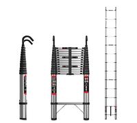 Échelle Télescopique 5M/16.4FT - Acier Inoxydable - Compacte, Marches Réglables, Extensible et Pliable - Idéale pour Nettoyer Les Gouttières, Décorer, Peindre Les Murs